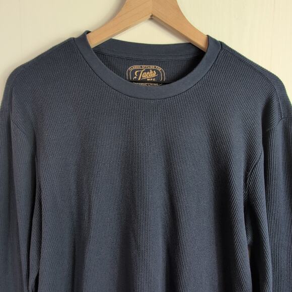 Jachs MFG Men's XL Thermal Shirt Navy Blue Waffle Knit Crewneck Long Sleeve - Picture 2 of 12